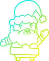 cold gradient line drawing santa claus waving