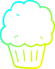cold gradient line drawing cartoon cupcake