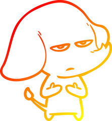 warm gradient line drawing annoyed cartoon elephant