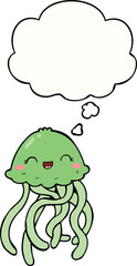 cute cartoon jellyfish and thought bubble