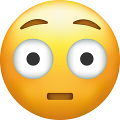 Flushed emoji with big eyes. Embarrassed emoticon with big eyes.
