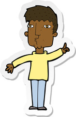 sticker of a cartoon man raising point