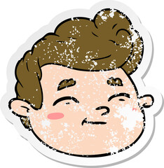 distressed sticker of a cartoon male face