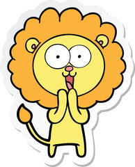 sticker of a happy cartoon lion