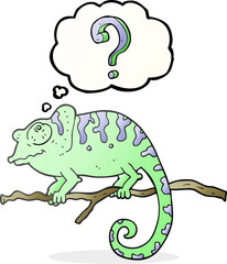 thought bubble cartoon curious chameleon