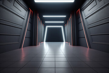 empty dark room modern futuristic sci-fi background generative AI