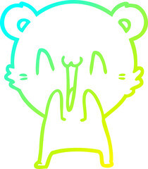 cold gradient line drawing happy bear cartoon
