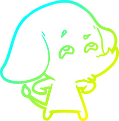 cold gradient line drawing cartoon elephant remembering
