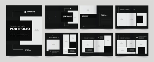 Modern portfolio layout design. Use for architecture portfolio, interior portfolio, business portfolio, photography portfolio, brochure.