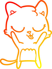 warm gradient line drawing cute cartoon cat
