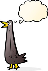 funny cartoon bird with thought bubble