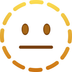 Dotted line expressionless Smiley Emoticon Face line icon