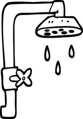 black and white cartoon shower head