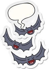 cartoon vampire bats and speech bubble sticker