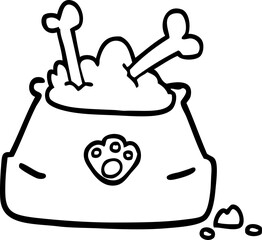 line drawing cartoon pet bowl