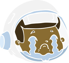 flat color style cartoon astronaut face crying