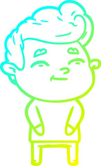 cold gradient line drawing happy cartoon man