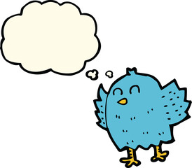 cartoon bird with thought bubble