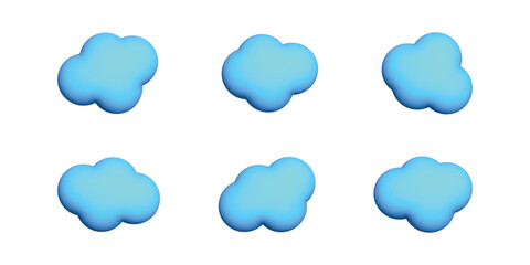 Fototapeta na wymiar set of blue 3d fluffy clouds. vector clouds