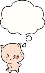 cartoon pig and thought bubble