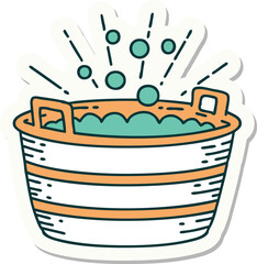 sticker of tattoo style tin bath
