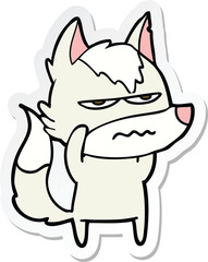 sticker of a cartoon annoyed wolf