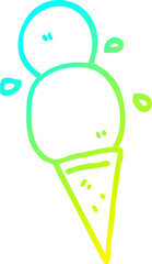 cold gradient line drawing cartoon ice cream cone