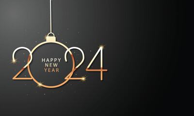 2024 Happy New Year Background Design. Greeting Card, Banner, Poster. Vector Illustration.. - obrazy, fototapety, plakaty