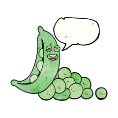 speech bubble textured cartoon peas in pod