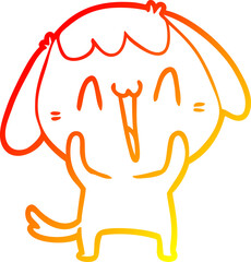 warm gradient line drawing cute cartoon dog