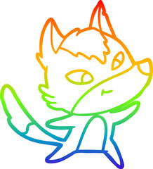 rainbow gradient line drawing friendly cartoon wolf