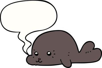 cartoon baby seal and speech bubble