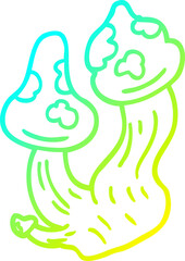 cold gradient line drawing cartoon deadly mushrooms