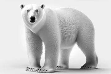 Foto op Canvas Stand white polar bear. Against a white background. Generative AI © AkuAku