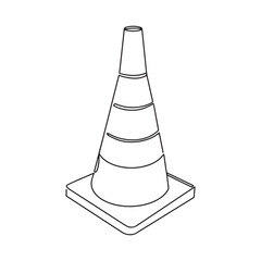 Outline road traffic cone icon illustration vector symbol. Traffic cone warning sign design outline.Vector illustration