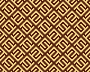 Naklejka premium Abstract geometric pattern. A seamless vector background. Gold and brown ornament. Graphic modern pattern. Simple lattice graphic design