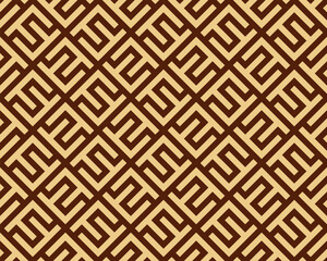 Abstract geometric pattern. A seamless vector background. Gold and brown ornament. Graphic modern pattern. Simple lattice graphic design