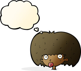 cartoon surprised woman with thought bubble
