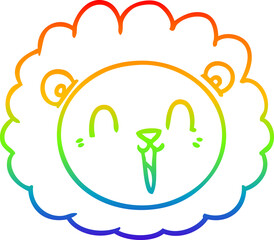 rainbow gradient line drawing cartoon lion face