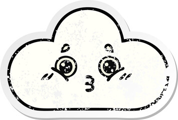 distressed sticker of a cute cartoon cloud