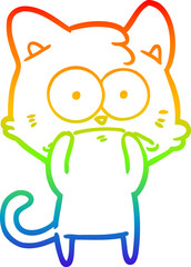 rainbow gradient line drawing cartoon nervous cat