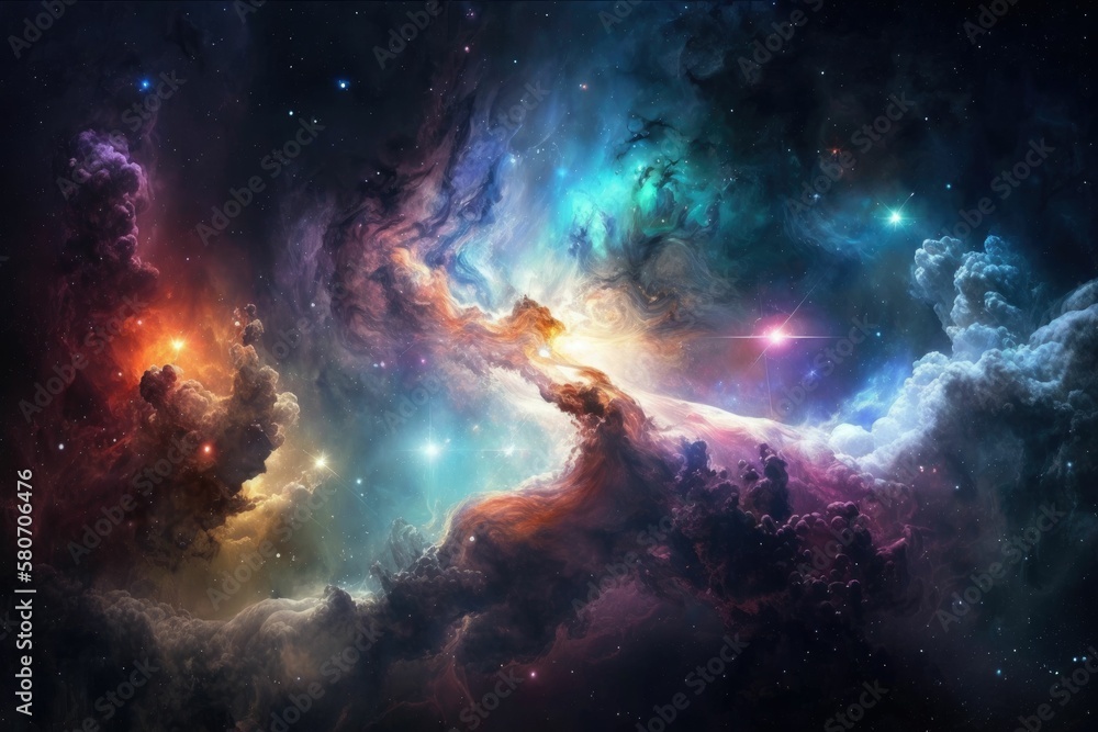 Wall mural abstract outer space endless nebula galaxy background. generative ai.