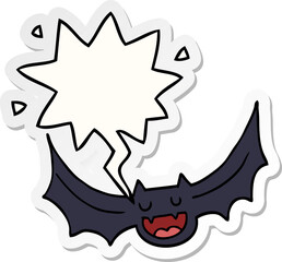cartoon bat and speech bubble sticker