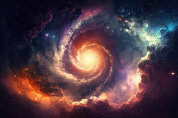 Fototapeta na wymiar Abstract outer space endless spiral nebula galaxy background. Generative AI.