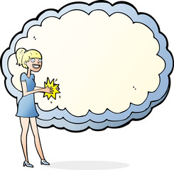 woman with text space cloud