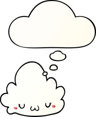 cute cartoon cloud and thought bubble in smooth gradient style