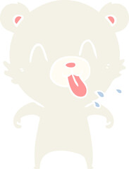 rude flat color style cartoon polar bear sticking out tongue