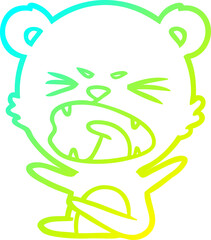 cold gradient line drawing angry cartoon bear