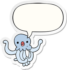 cartoon jellyfish and speech bubble sticker