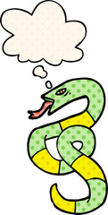 cartoon snake and thought bubble in comic book style